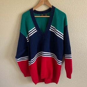 Colorful V-Neck Vintage Lizsport Sweater